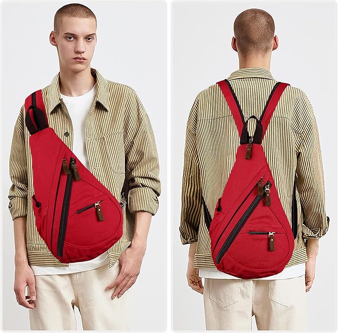 HuxFam Sling Bags for Women Backpack Purse Canvas Crossbody Bags for Women Small Travel Hiking Daypack