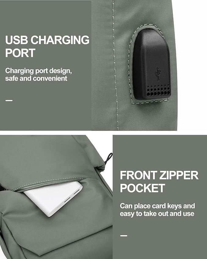 Small Green Sling Bag for Men Women, Mini Anti Theft One Strap Motorcycle Backpack, Sling Chest Bag Fanny Back Pack for Casual Travel Hiking Sport Gym