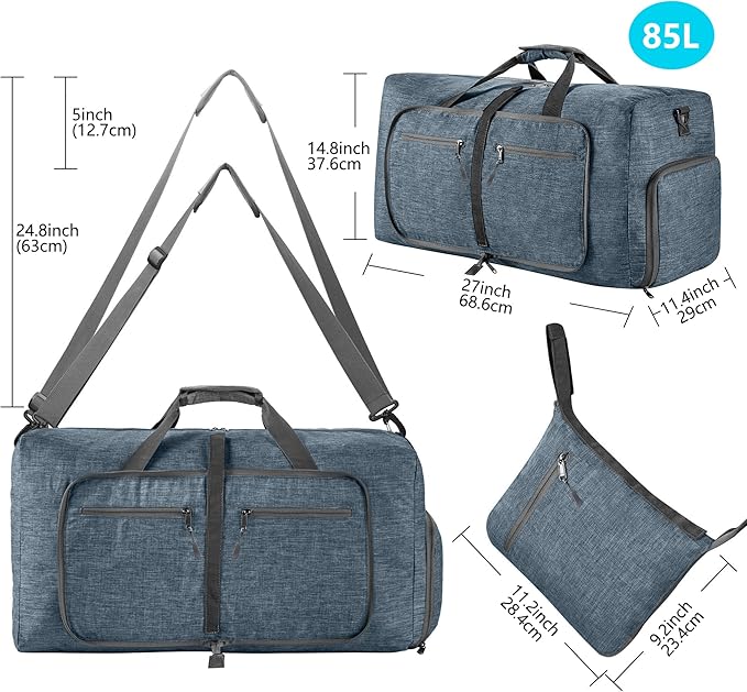 Vomgomfom Travel Duffle Bag for Men,65L 85L 115L Foldable Travel Duffel Bag with Shoes Compartment Overnight Bag for Men Women