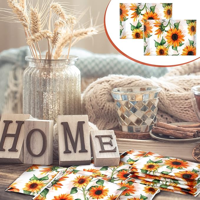 Geyee 50 Packs Facial Tissue Travel Packs Disposable Pocket Tissues for Wedding Guest Travel School Purse Home Supplies, 500 Sheets 3 Ply(Sunflower)