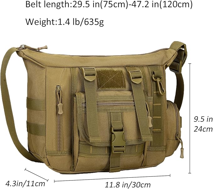 ArcEnCiel Tactical Messenger Bag Men MOLLE Sling Shoulder Pack with Patch