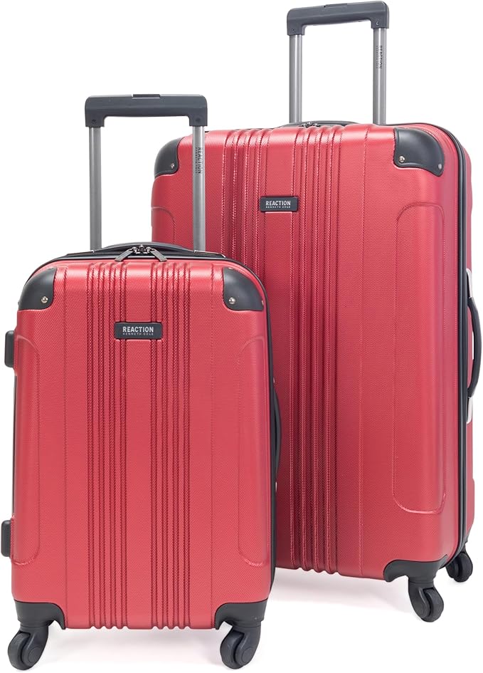 Kenneth Cole REACTION Out of Bounds Lightweight Hardshell 4-Wheel Spinner Luggage, Scarlet Red, 2-Piece Set (20" & 28")