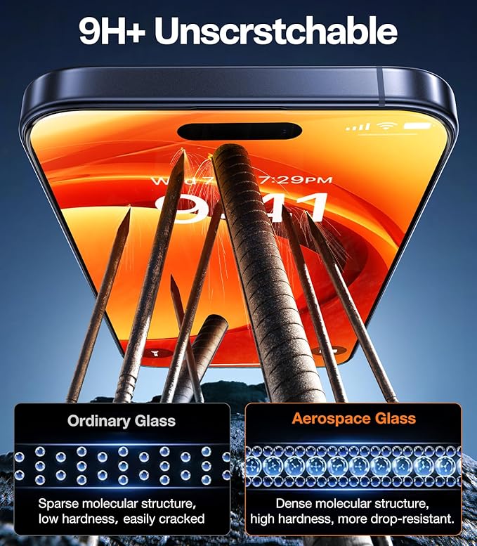 TORRAS Military-Grade Shatterproof for iPhone 16 Pro Max Screen Protector [9H+ Aerospace Tempered Glass＆ One-Step Installation] Full Coverage Fit Bubble Free Top-Notch Protection, 2 Pack, GlassGo X