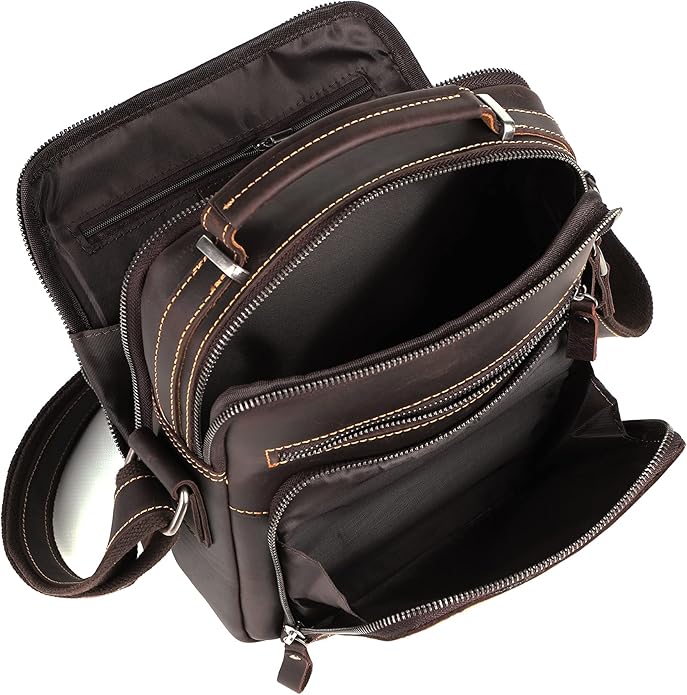 Genuine Leather Small Messenger Bag for Men Vintage Shoulder Crossbody Bags for Work Business Travel