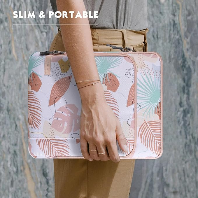 MoKo Laptop Sleeve Bag for 13.3-14 Inch, Notebook Carrying Case with Pocket Fits New MacBook Pro M3/M2 14" /13" M2/M1 Pro/M1 Max 14.2 2023-2021/Air 13.6" M2 2022, Surface Pro 9/8 13", Tropical Leaf