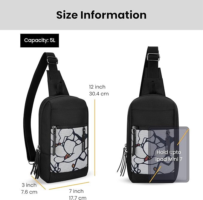 Sherpani Metro, Anti Theft Sling Bag, Sling Backpack, 5L Travel Bag, Shoulder Chest Purse, Crossbody Backpack for Women, Metal Hardware, Travel Gift (Sakura)