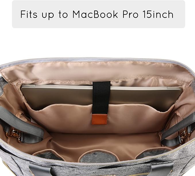 mommore Breast Pump Bag Diaper Tote Bag with 15 Inch Laptop Sleeve Fit Most Breast Pumps Like Medela, Spectra S1,S2, Evenflo