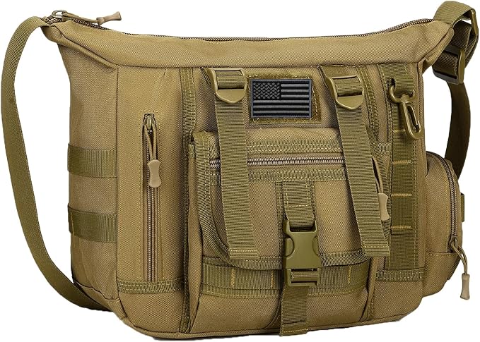 ArcEnCiel Tactical Messenger Bag Men MOLLE Sling Shoulder Pack with Patch