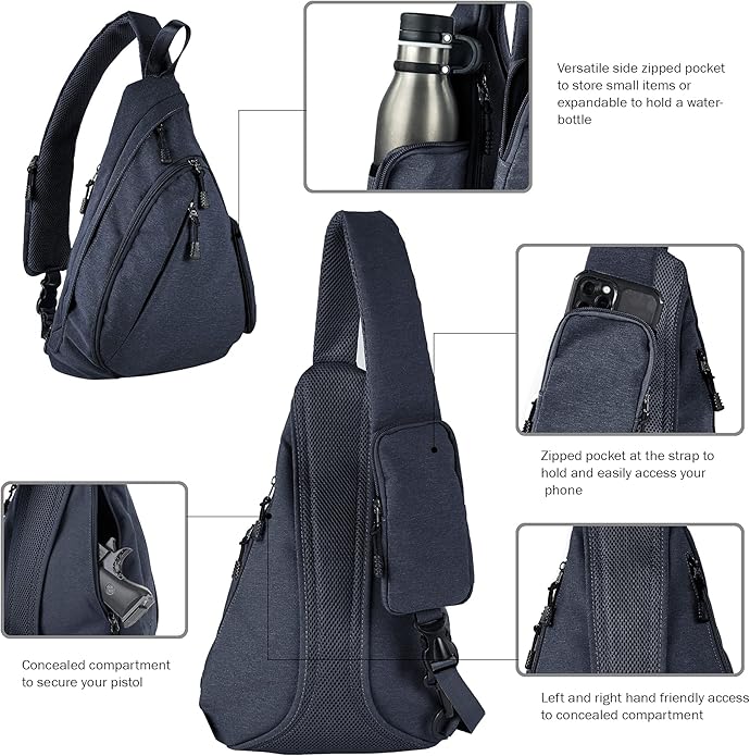 JESSIE & JAMES Peyton Crossbody Sling Backpack Concealed Carry Purse For Women Men Outdoor Chest Bag Shoulder Backpack