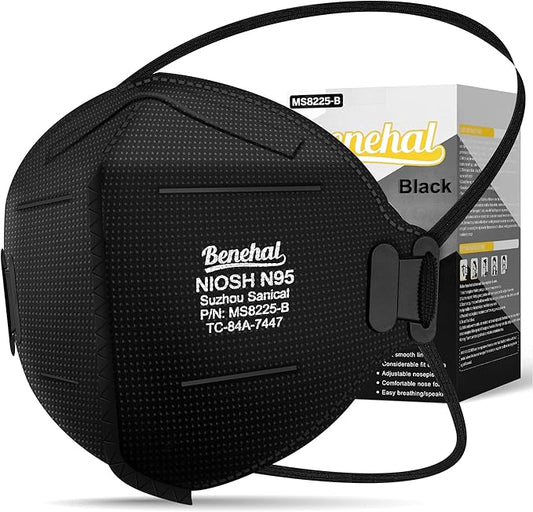 NIOSH Approved N95 Mask Particulate Respirators, Pack of 80 N95 Face Masks, Individually Wrapped,Black