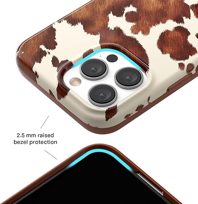 VELVET CAVIAR for iPhone 15 Pro Max Case Western - Compatible with MagSafe - 10ft Drop Tested - Cocoa Cow Print
