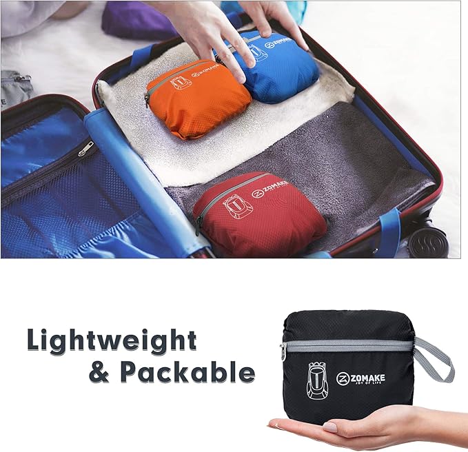 ZOMAKE Ultra Lightweight Packable Backpack 25L, Foldable Hiking Backpacks Water Resistant Small Folding Daypack for Trave(Signal black)