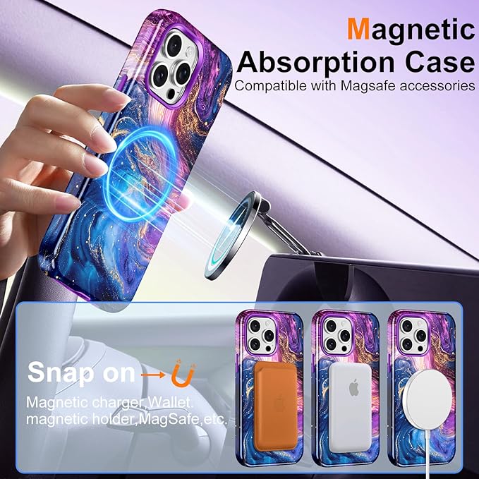 Btscase for iPhone 15 Pro Max Case [Compatible with Magsafe] [Military-Grade Drop Protection] Slim Anti-Scratch Smooth Touch TPU Bumper Shockproof Magnetic Phone Case for Women Girls Men, Purple