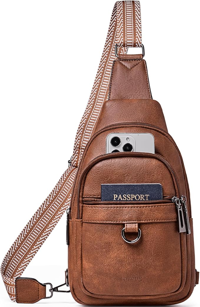 Womens Sling Bag Crossbody Bags for Women Vegan Leather Sling Backpack Daypack Fanny Pack Crossbody Purse Travel