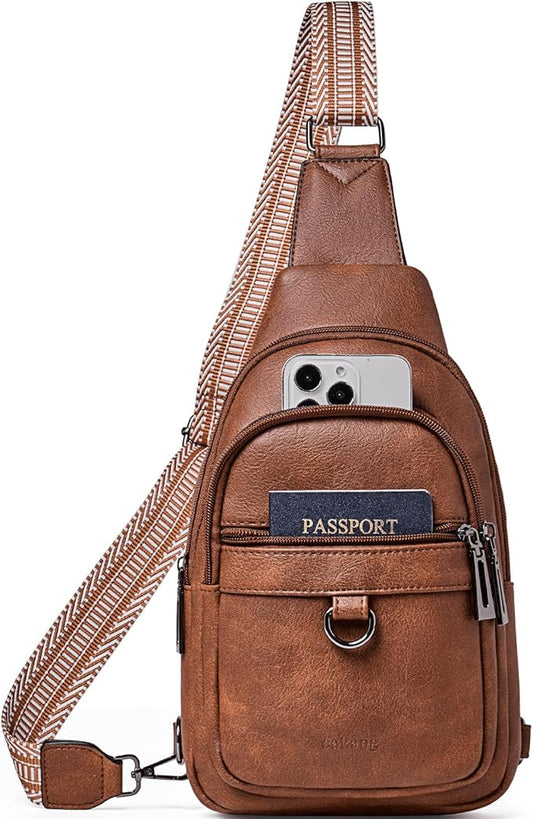 Womens Sling Bag Crossbody Bags for Women Vegan Leather Sling Backpack Daypack Fanny Pack Crossbody Purse Travel