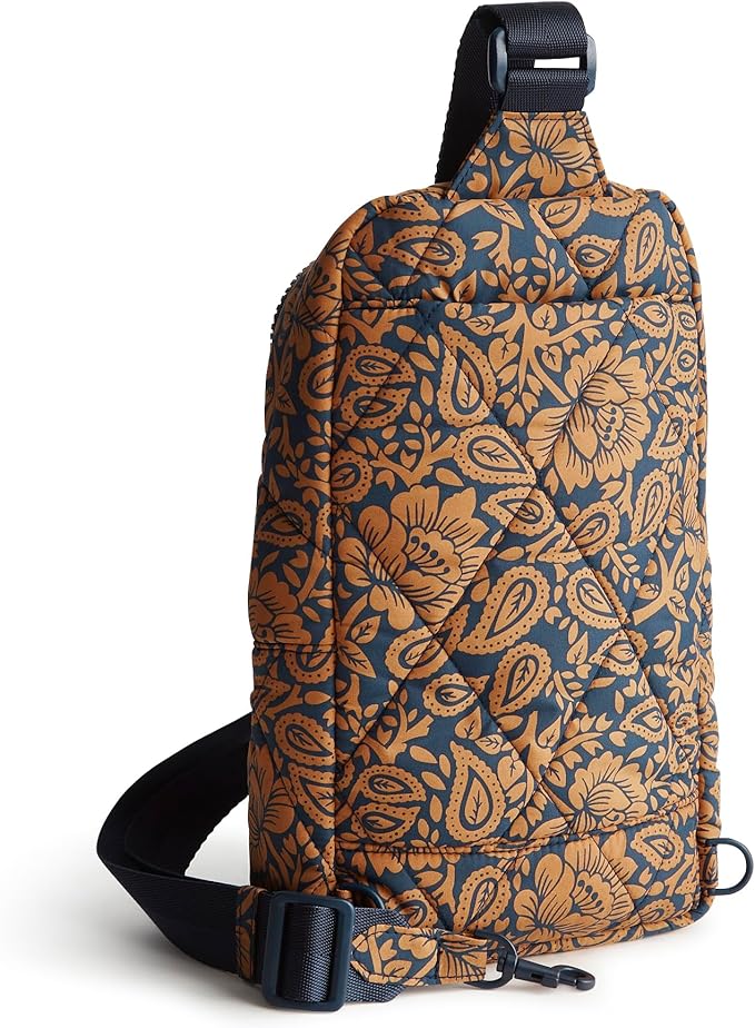 Vera Bradley Women's Lorman Sling Backpack-Featherweight Bag, Lotus Montage Roasted Pecan, One Size