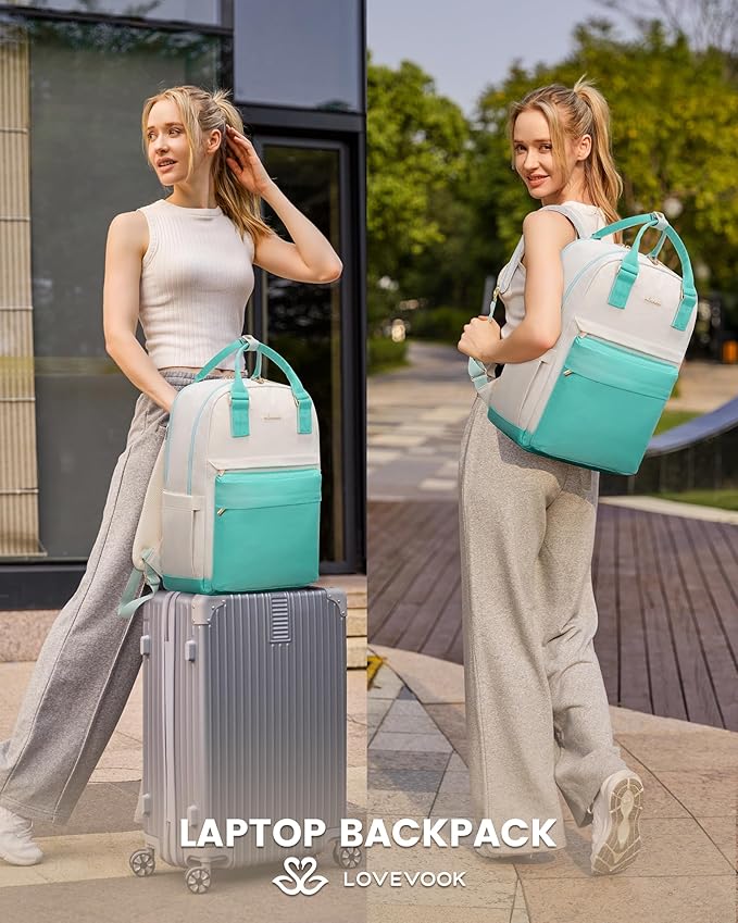 LOVEVOOK Laptop Backpack for Women 15.6 Inch Laptop Bag with USB Port, Fashion Waterproof Backpacks Teacher Nurse Stylish Travel Bags Vintage Daypacks for College Work
