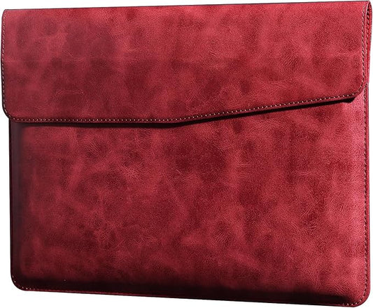Leather Laptop Sleeve 13 Inch Compatible with MacBook Air M4 M3 M2 M1 2025-2018＆MacBook Pro M2 M1 2025-2016,Wear-Resistant and Scratch-Resistant Protective Case Cover,Red