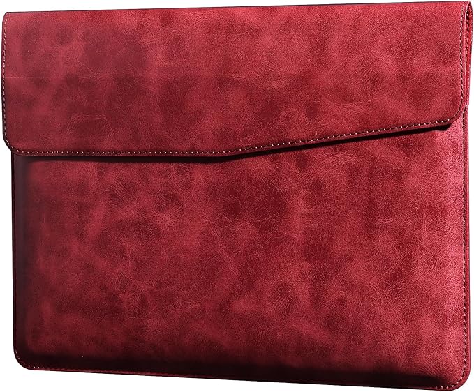 Leather Laptop Sleeve Compatible with MacBook Pro 14 Inch M4 M3 M2 M1 Pro/Max Case,Slim and Durable Waterproof Protective Cover for 13-14 Inch Notebook Computer Cover,Red