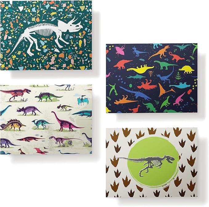 Twigs Paper - Assorted Dinosaur Greeting Cards - Stationery Cards with Envelopes - Thank You Card - Blank Note Cards - Greeting Cards for All Occasions - Made in USA (5.5 x 4.25, Set of 12)