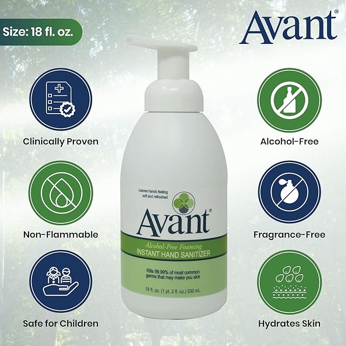 Avant® Alcohol-Free Foaming Hand Sanitizer, 18 oz Bottle 2-Pack bulk