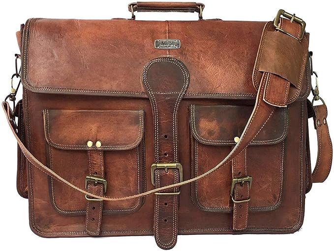 Cuero DHK 16 Inch Vintage Handmade Leather Messenger Bag Laptop Briefcase Computer Satchel Bag for Men & Women (16 Inch Medium)