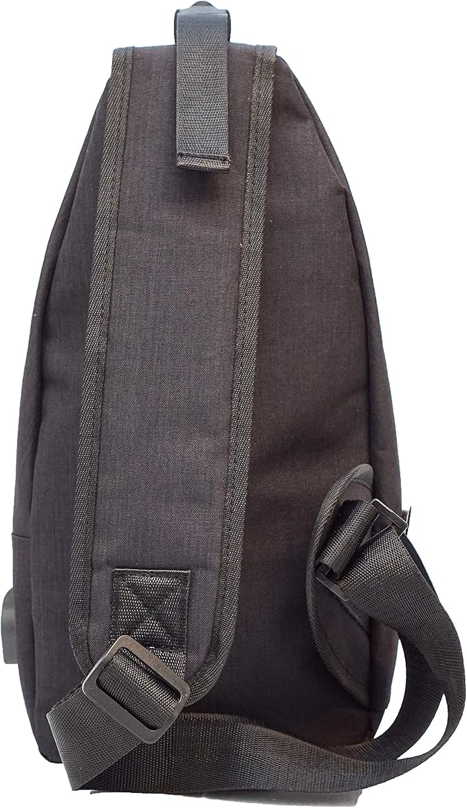 Anti-Theft Daypack Crossbody Sling Backpack, USB Charging Connector Port, Lightweight Day Pack for Travel, Hiking, Everyday, Large, Black