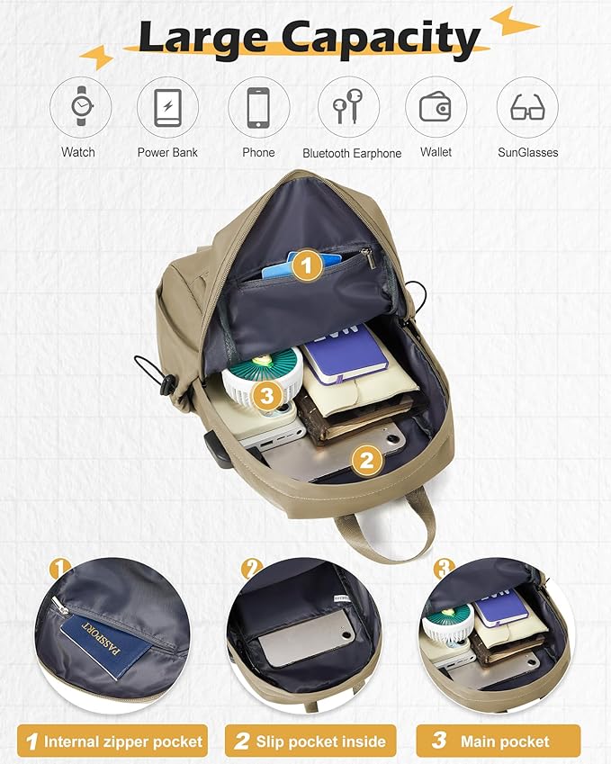 Khaki Sling Bag for Men women, Small Anti Theft One Strap Motorcycle Backpack, Mini Sling Tactical Chest Bag Daypack Crossbody Sling Backpacks for Casual Travel Hiking Gym Outdoor Sports