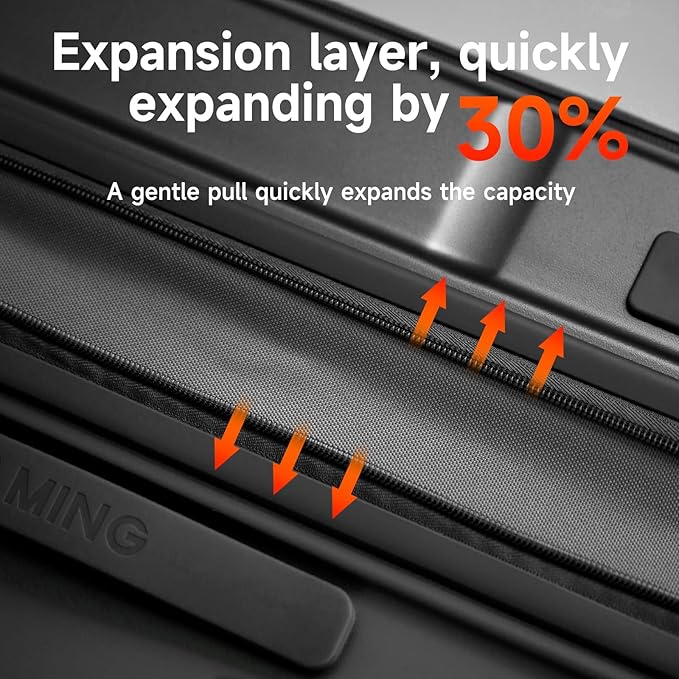 ROAMING Expandable 20 Inch Carry On Luggage with Mute Brake Wheels Airline Approved Hard Shell Suitcases with Front Pocket Top Opening Luggage with TSA Lock for Short Business Travel, Black