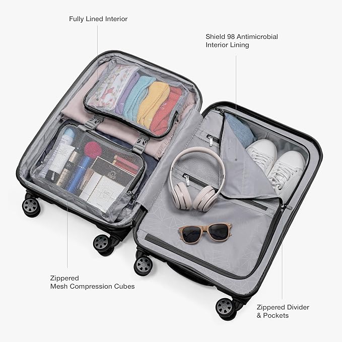 Traveler's Choice Pagosa Indestructible Hardshell Expandable Spinner Luggage, Black, 30-Inch Large