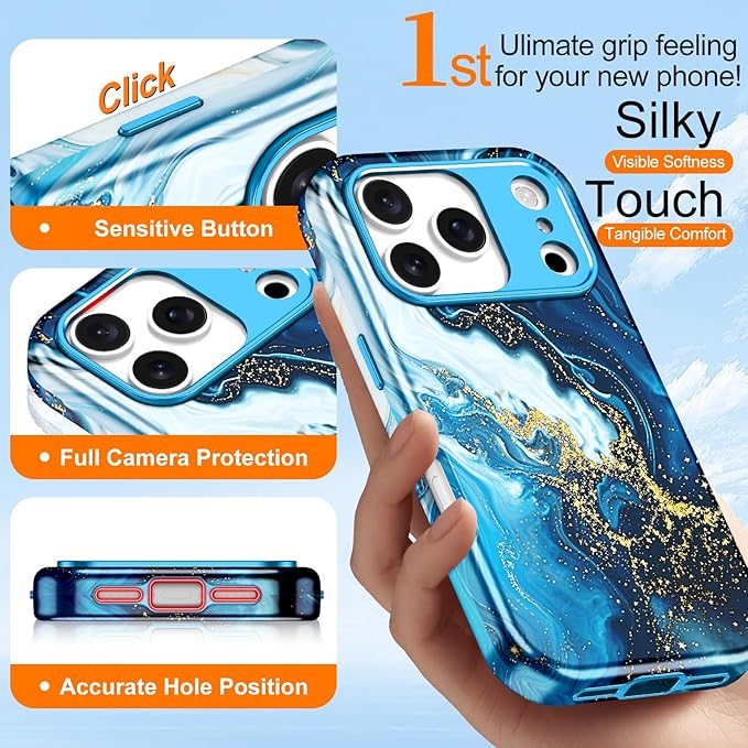 Btscase for iPhone 17 Pro Max Case [Compatible with Magsafe] [Military-Grade Drop Protection] Slim Anti-Scratch Smooth Touch TPU Bumper Shockproof Magnetic Phone Case for Women Girls Men, Deep Blue
