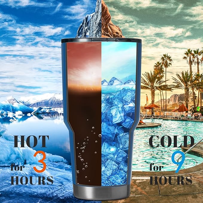 HASLE OUTFITTERS 30oz Stainless Steel Tumbler, Double Wall Vacuum Insulated Travel Mug Tumbler, Durable Insulated Coffee Mug, Gift Box Set (Dark Blue, 12)