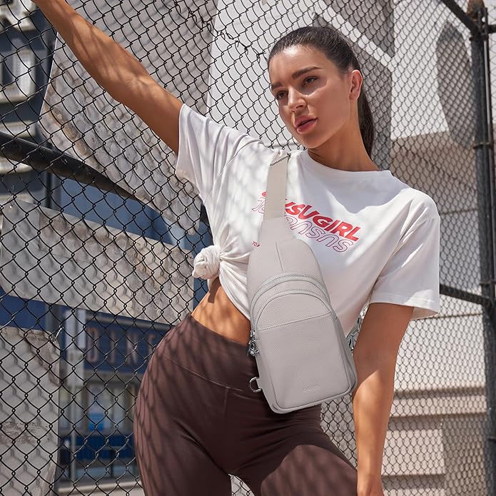 befen Genuine Leather Small Sling Bag for Women Anti-Theft Crossbody Chest Bags Fanny Packs for Travel with RFID Card Slots