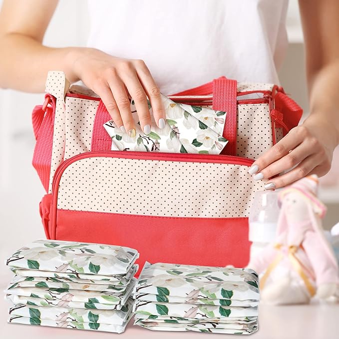 Geyee 50 Packs Facial Tissue Travel Packs Disposable Pocket Tissues for Wedding Guest Travel School Purse Home Supplies, 500 Sheets 3 Ply(Magnolia)