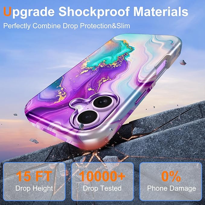 Btscase for iPhone 17 Case [Compatible with Magsafe] [Military-Grade Drop Protection] Slim Anti-Scratch Smooth Touch TPU Bumper Shockproof Magnetic Phone Case for Women Girls Men, Purple/White