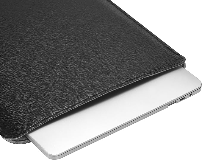 Comfyable Laptop Sleeve 15 Inch Precisely Compatible with MacBook Air 15" M4 2025 A3241 & M3 2024 A3114 & M2 2023 A2941, Faux Leather Cover Case, Black