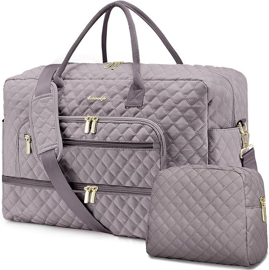 Travel Duffle Bag Weekender for Women - Carry-On Overnight Bag Personal Item Bag with Shoe Compartment & Wet Pocket Large Weekend Tote Bags with Toiletry Bag Hospital Bags for Labor and Delivery