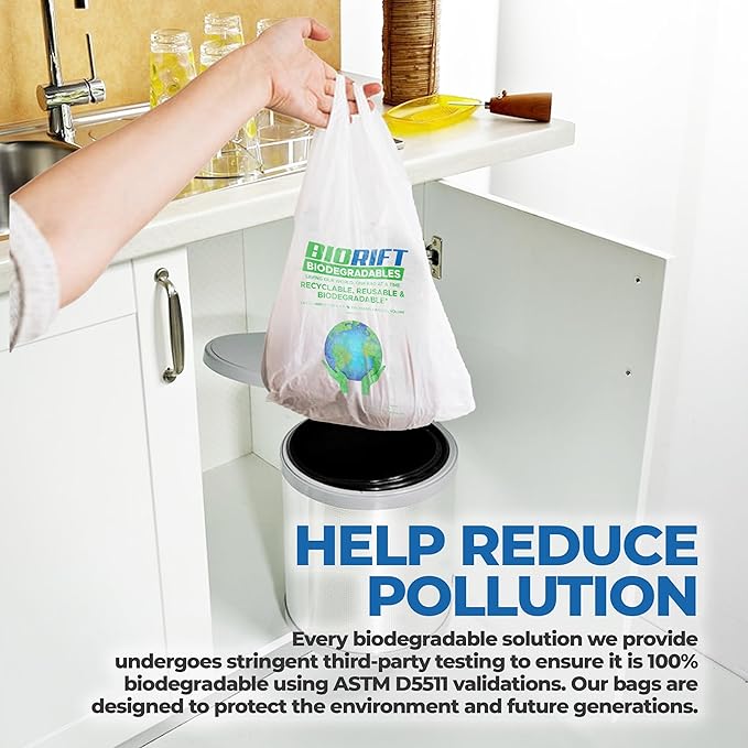 Biodegradable Thank You Bags | 500 Count - Bulk | Extra Thick, Strong, Recyclable, & Reusable | 100% Biodegradable Shopping Bags, Grocery/Restaurant/Supermarket | 12” x 6.5” x 22” |