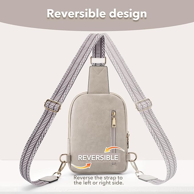 Yarnic Anti Theft Small Crossbody Sling Bags for Women Men, RFID Crossbody bags Vegan Pu Leather Travel Cross Body Purses, Chest Bag with Adjustable Strap (Misty Grey)
