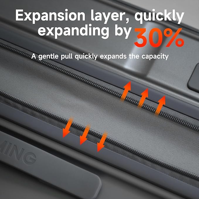 ROAMING Expandable 28-Inch Checked Luggage with Mute Brake Wheels Airline Approved Hard Shell Suitcases with Front Pocket Top Opening Luggage with TSA Lock for Short Business Travel, Palm Grey