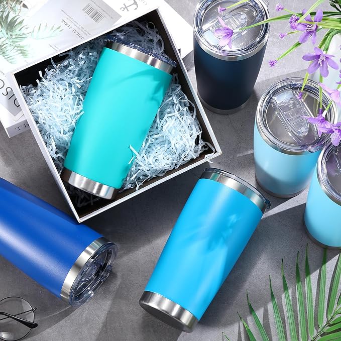 Sieral 36 Packs Stainless Steel Tumbler Bulk with Lid Vacuum Double Wall Insulated Travel Coffee Mug Powder Coated Tumbler Cup for Graduation Wedding Christmas Birthday Party(Cool Color, 20 oz)