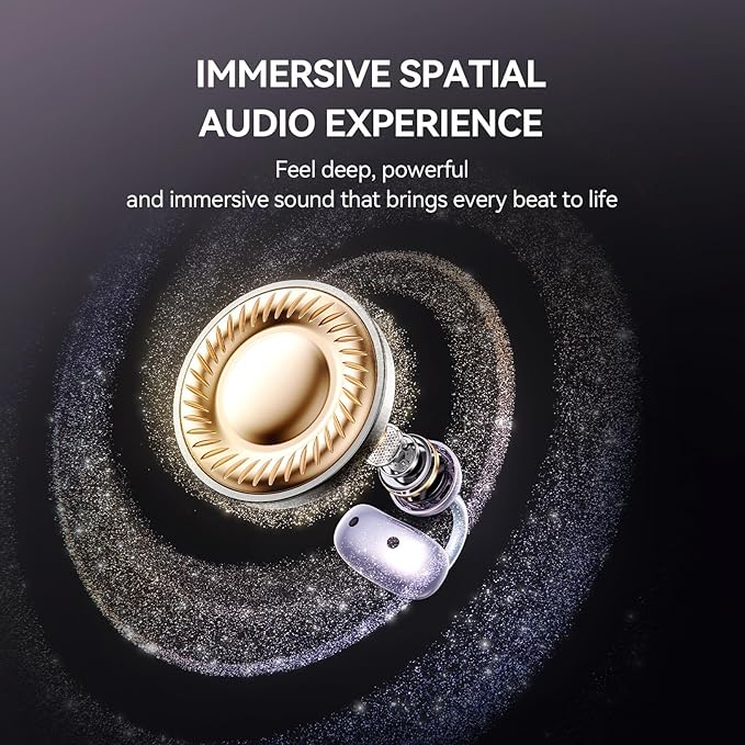 1MORE S20 Open Ear Headphones, Lightweight Comfort Clip-On Wireless Earbuds, 30H Playtime Bluetooth 5.4 Headphones with 4 ENC Microphones, IPX5 Water Resistance, Secure Fit for Sports Workout, Purple