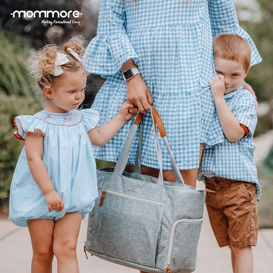 mommore Breast Pump Bag Diaper Tote Bag with 15 Inch Laptop Sleeve Fit Most Breast Pumps Like Medela, Spectra S1,S2, Evenflo