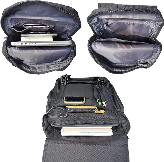 Large Sling Bag Laptop Backpack Cross Body Messenger Bag Shoulder Travel Rucksack (C- Black)