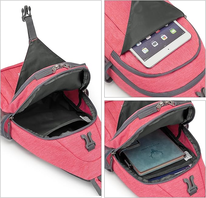 G4Free Sling Bag RFID Blocking Sling Backpack Crossbody Chest Bag Daypack for Hiking Travel(Red)