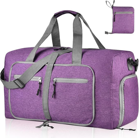 Dimayar 115L Travel Duffle Bag for Men Women - Foldable Duffel Bag with Shoes Compartment - Overnight Bags Waterproof & Tear Resistant(Purple)
