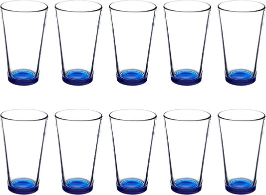 Libbey Pint Glass 16 oz. Set of 10, Bulk Pack - Beer Glasses, Heavy Duty Drinkware - Blue