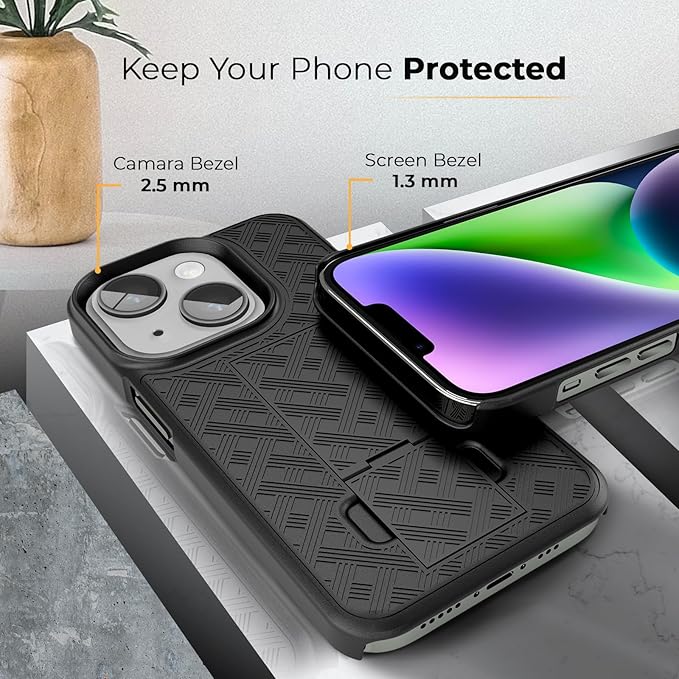 MOTIVE for iPhone 14 Holster Case, Belt Clip Case for Apple iPhone 14, Shell Holster Combo 14, Slim Rugged Drop Shockproof Protective Cover with Kickstand (6.1") | Ranger Series