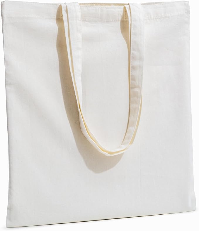 Carrywell |Not Made In China| 24 Pack Cotton Tote Bags, Lightweight Reusable Grocery Shopping Bag, Blank Bulk Cloth Totes with Handles, Great For Custom Screen Print and Gifts (15"x16")