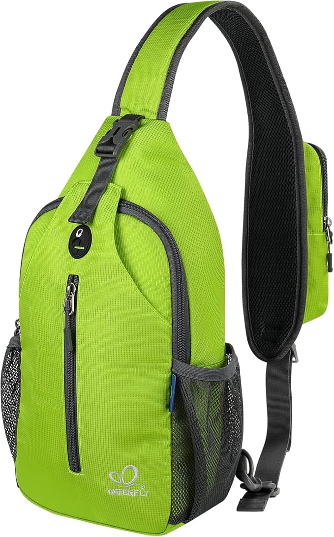 WATERFLY Crossbody Sling Backpack Sling Bag Travel Hiking Chest Bag Daypack